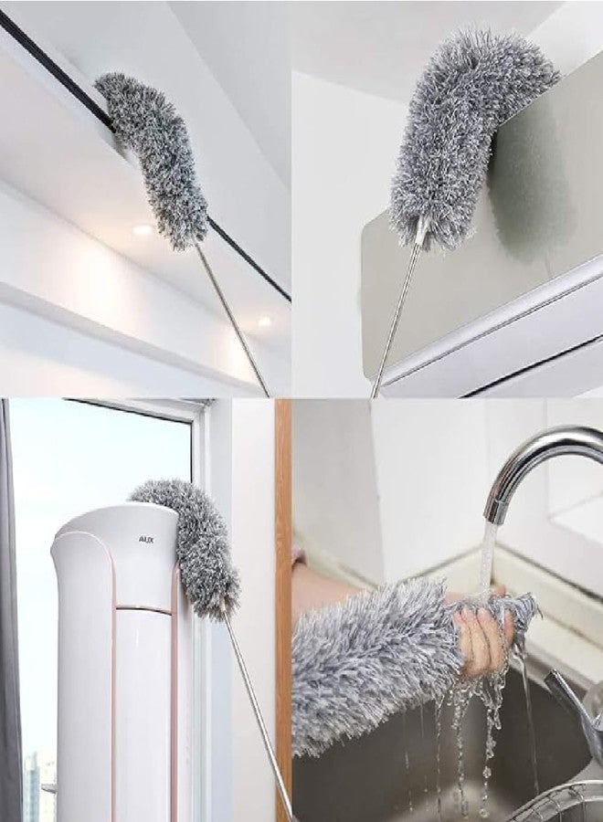 Finalize Microfiber Feather Duster 4PCS - Extendable & Bendable Dusters with Long Extension Pole, Washable Lightweight Dusters for Cleaning Ceiling Fan, High Ceiling- (Grey Duster with 100) - Image 3
